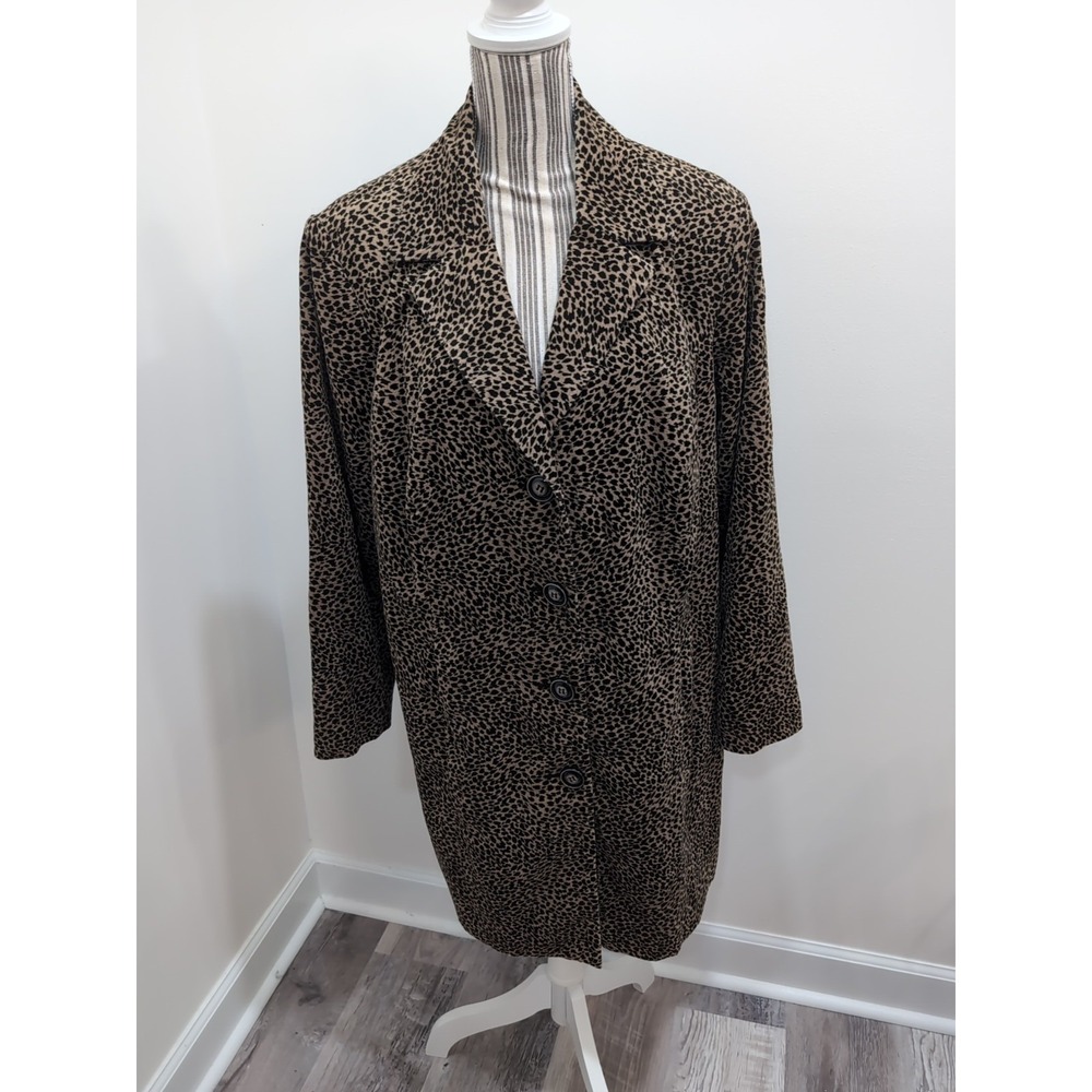 INC International Concepts Women's Velveteen Leopard  Single Breasted‎ Coat 2X